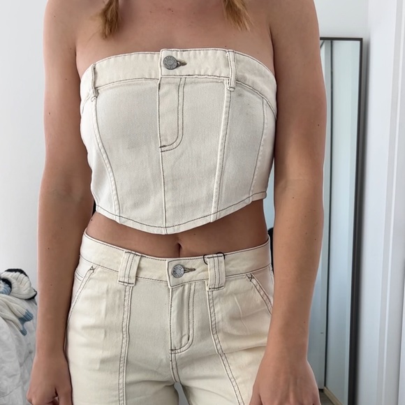 Garage Tops - off white denim sleeveless crop top